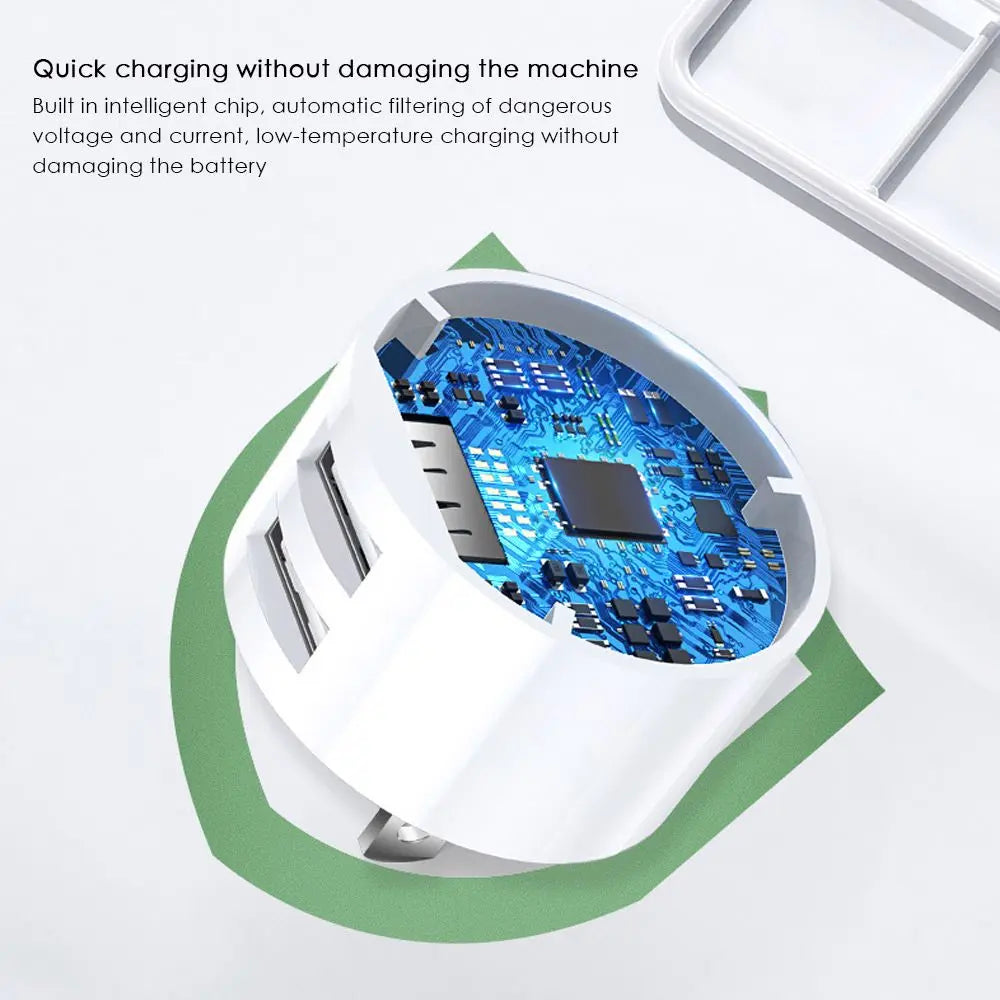 5V 2.1A White Dual USB Charger Quick Charge Wall Charger Mobile Phone Charging Mini Round Adapter Travel Charger