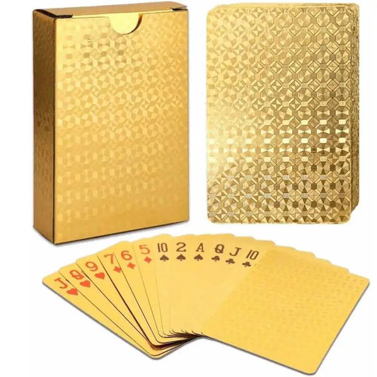 1 Box Golden Foil Playing Cards, Waterproof High Definition Playing Cards, Matte Table Games For Gift Collection