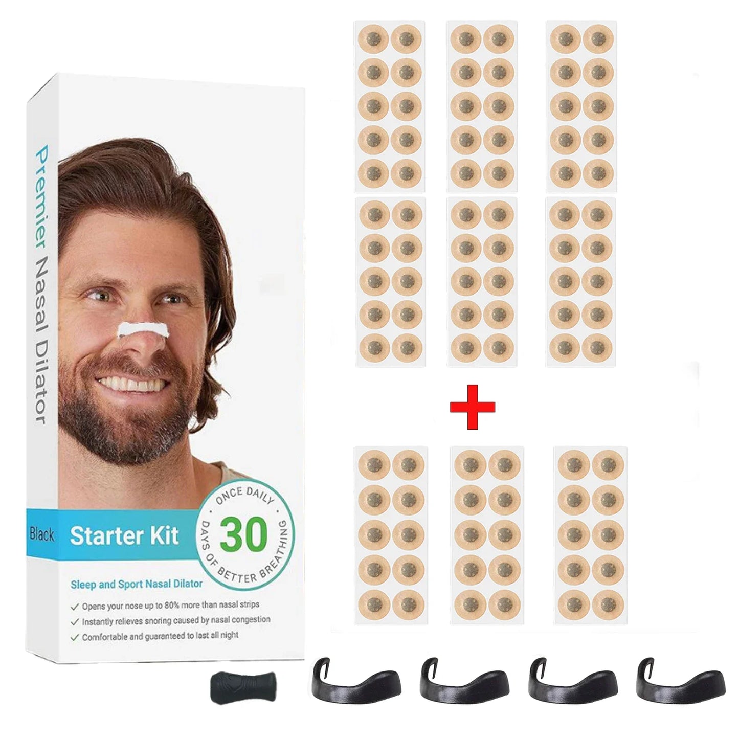 30Days/Box Sport Nasal Dilator Sleep Aid Magnetic Nose Strips Breathing Dilators Starter Kit for Snoring Reduction