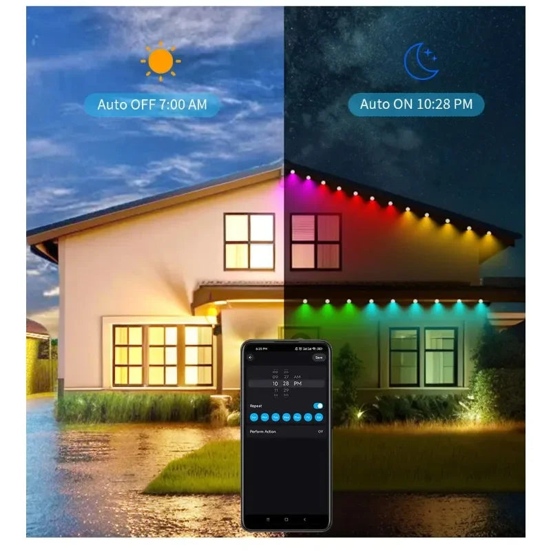 MIMIRGB 150FT Smart Control Eaves string lights DIY Scene Light House Roof Lighting Party Valentine Day Halloween Christmas