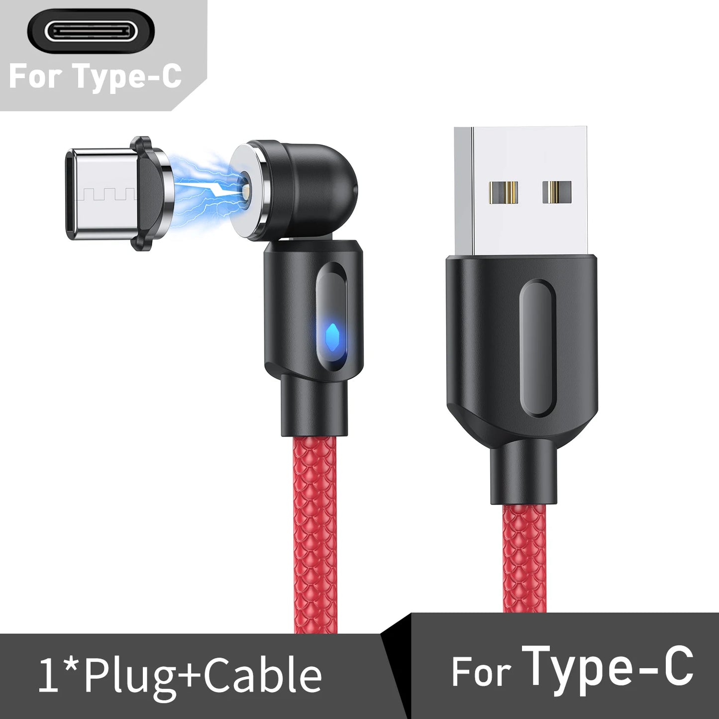 Magnetic Cable Type C Micro USB Cable Phone Charger 540 Degree Rotating Data Cable With LED For iPhone Xiaomi Huawei Samsung