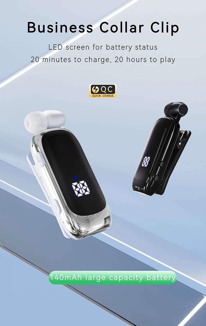 New K88 Lavalier Business Headset Bluetooth 5.4 Bass Earphone Call Vibration Reminder+Voice Number Reporting Wireless Headphone