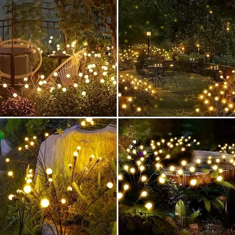 1PC 8/10Led Solar Garden Firefly Light Outdoor Waterproof Starburst Swing Decorative Lamp for Path Yard Patio Pathway Landscape