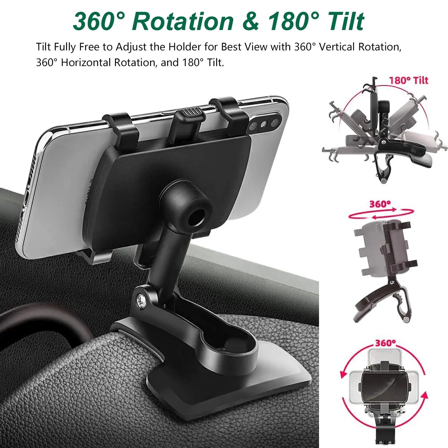 360 Degree Rotation Car Phone Holder Stand Universal Car Dashboard Clip Mount GPS Bracket For iPhone Samsung Xiaomi Huawei Phone