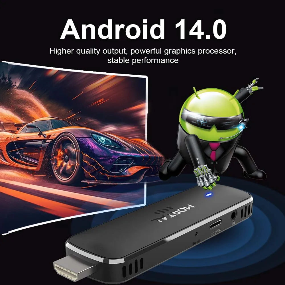 Factory Directly Android14 TV Stick Home theater Mortal Q8 Support 4K@60fps Video Wifi6 Allwinner H313 Quad Core Voice Remote