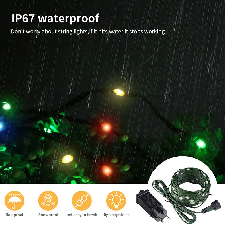 30M 20M 50M 10M 100M LED String Light 24V RGB Warm White Waterproof Outdoor Garland Christmas Decoration Garden Xmas Lights