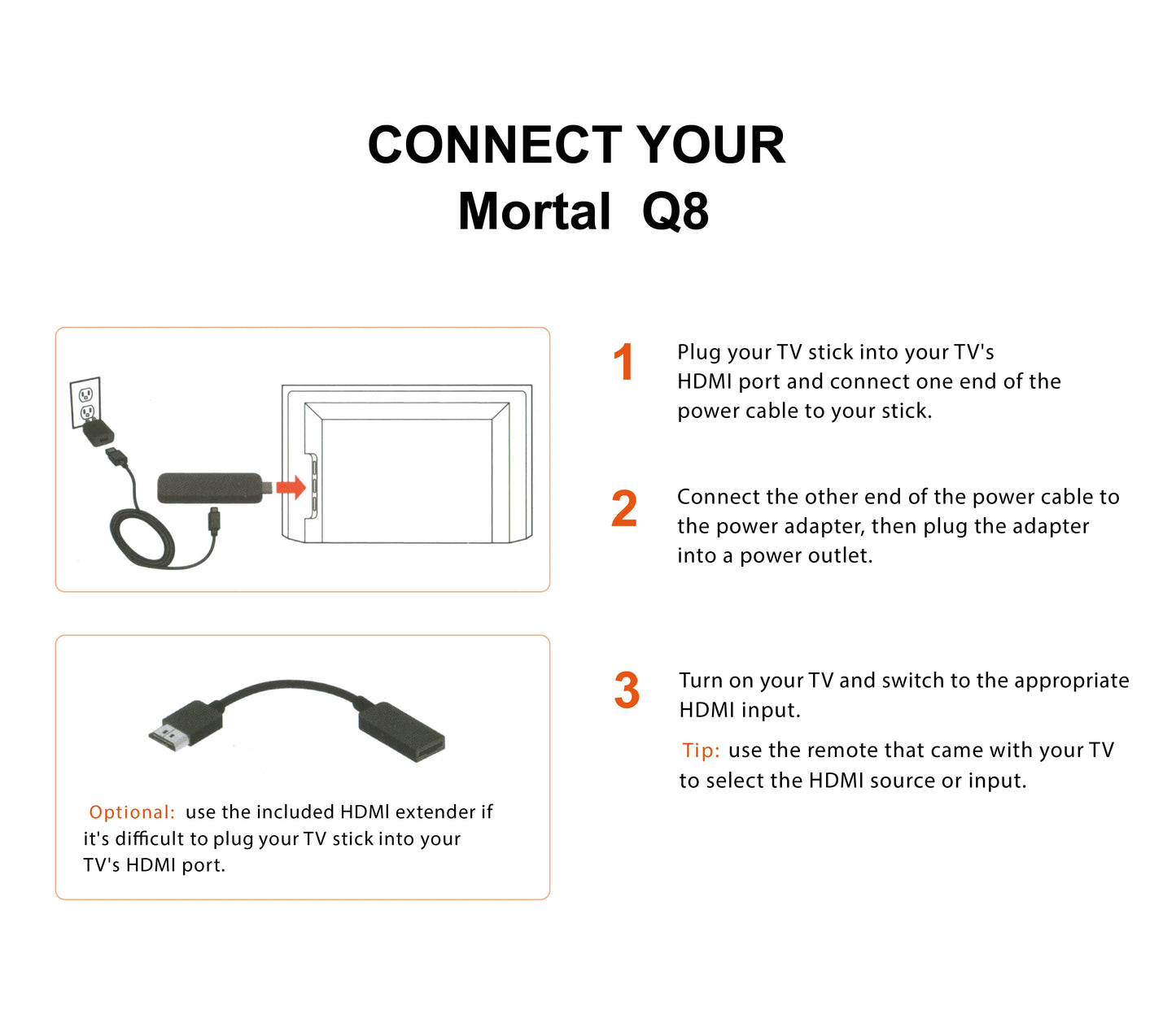 Factory Directly Android14 TV Stick Home theater Mortal Q8 Support 4K@60fps Video Wifi6 Allwinner H313 Quad Core Voice Remote