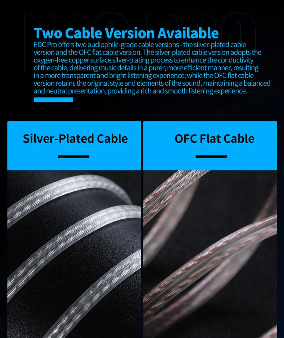 KZ EDC PRO High-Sensitivity Large Dynamic Earphone  Silver Plated Cable \ OFC Flat Cable Optional
