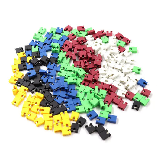 100PCS Pitch jumper shorted cap & Headers & Wire Housings 2.54MM SHUNT Black Yellow White Green Red Blue Opening Hole