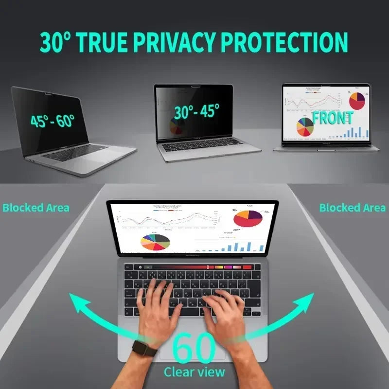 New 14 Inch/15.6 Inch 30 ° Side Privacy Film Front High-definition for Macbook Pro/Air Anti-peeping Film 310 x174mm 345 x194mm