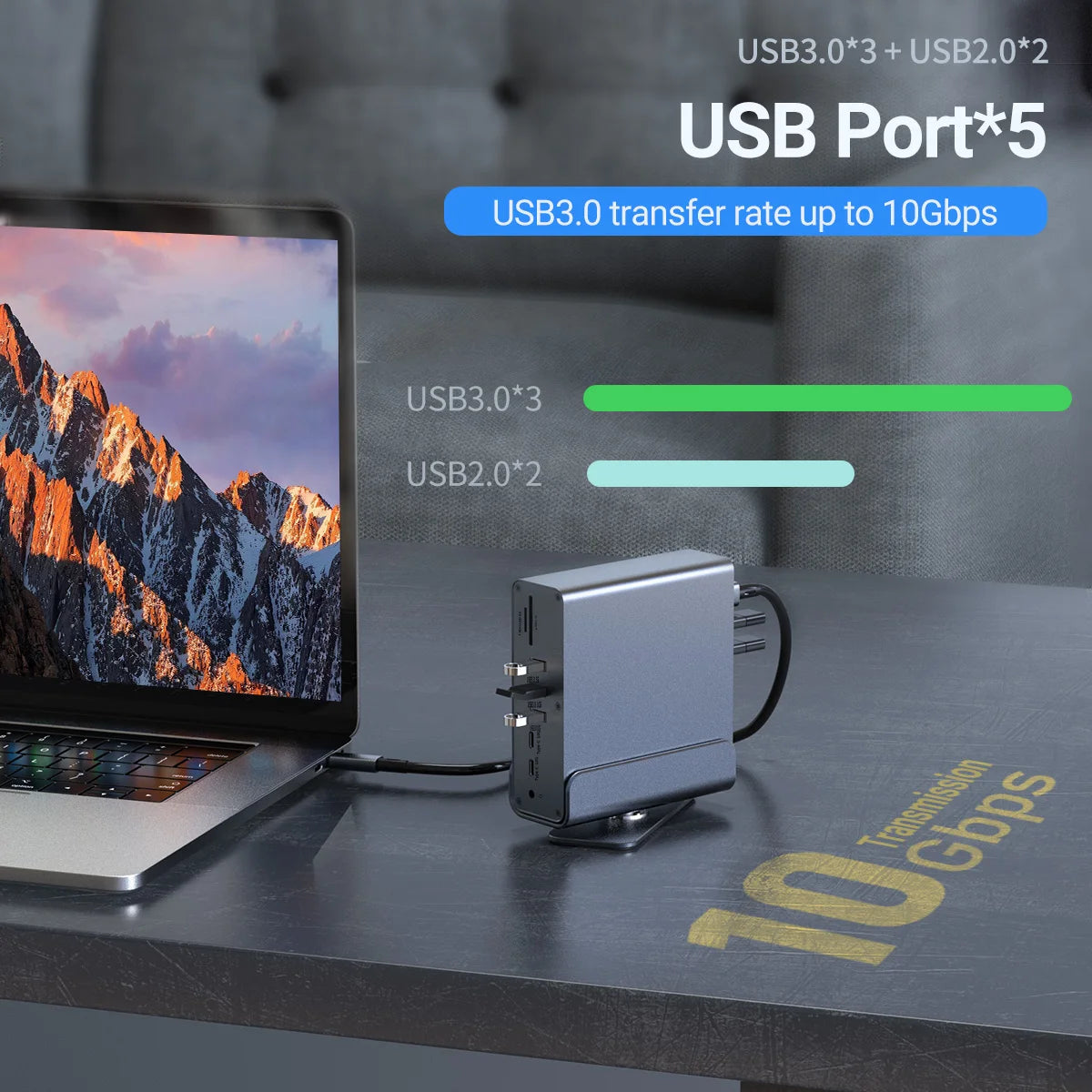 15 in 1 USB C HUB Docking Staion Multi-port Type C Thunderbolt wtih USB 3.0 HDMI PD 100W RJ45 SD/TF Audio 3.5 for Macbook Laptop