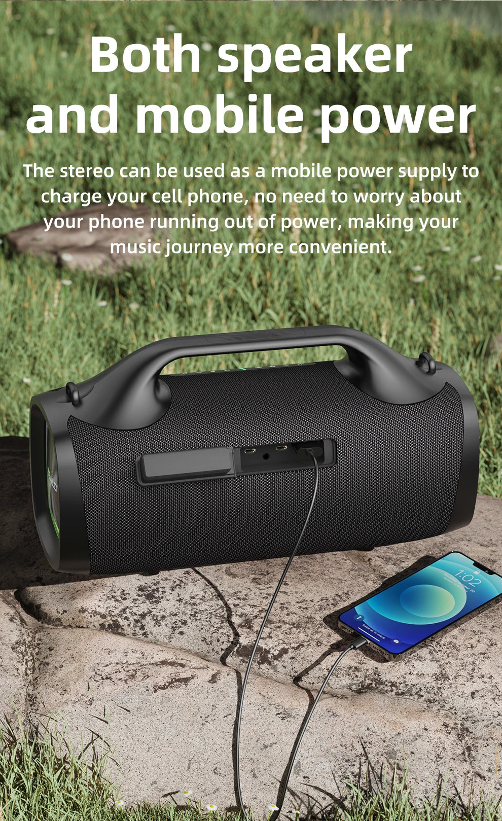 ZEALOT-S79 Speaker Party Portable Speaker with Bluetooth 5.2, Portable Handle, 24-Hour Playtime, for Party, Camping