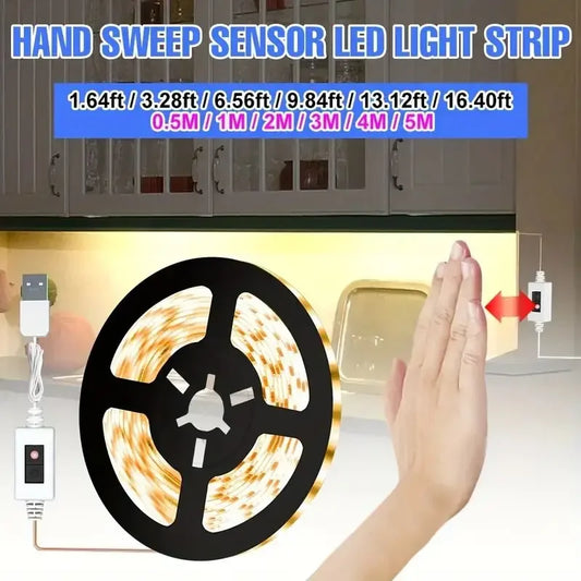 USB LED Light Strip Hand Scan Sensor Light 60LEDs/m DC5V Waterproof BackLight Flexible Lights Strip for Stairs Cabinets Bedroom