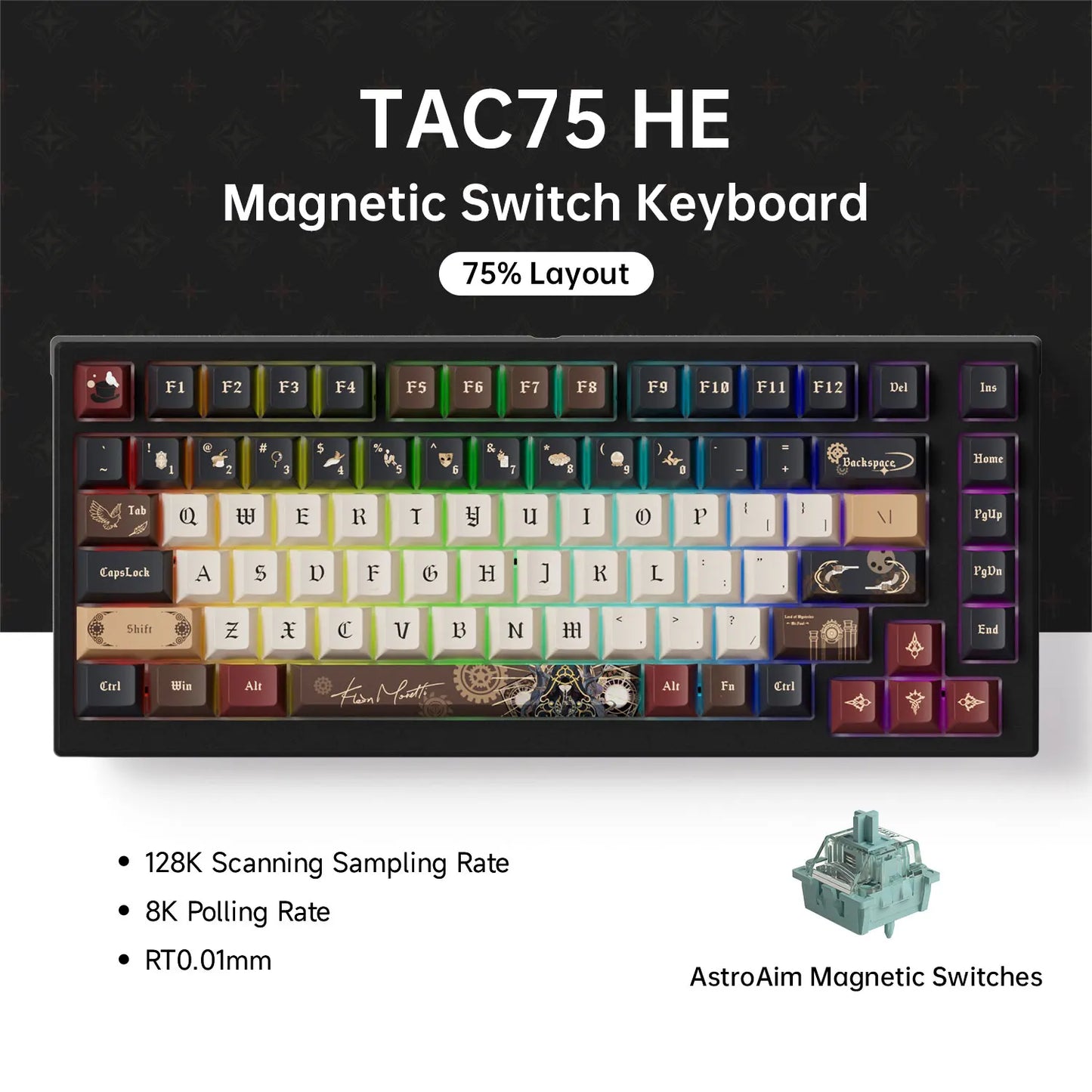 AKKO TAC75 HE Magnetic Switch Keyboard 75% Gaming Keyboards Rapid Trigger 0.005mm 8K RGB Wired Esports Custom Keyboard for Gamer