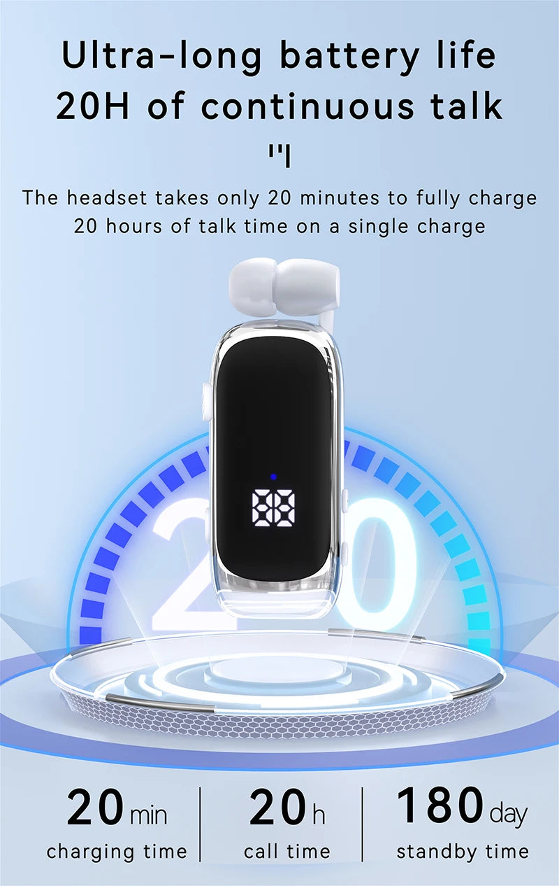 New K88 Lavalier Business Headset Bluetooth 5.4 Bass Earphone Call Vibration Reminder+Voice Number Reporting Wireless Headphone