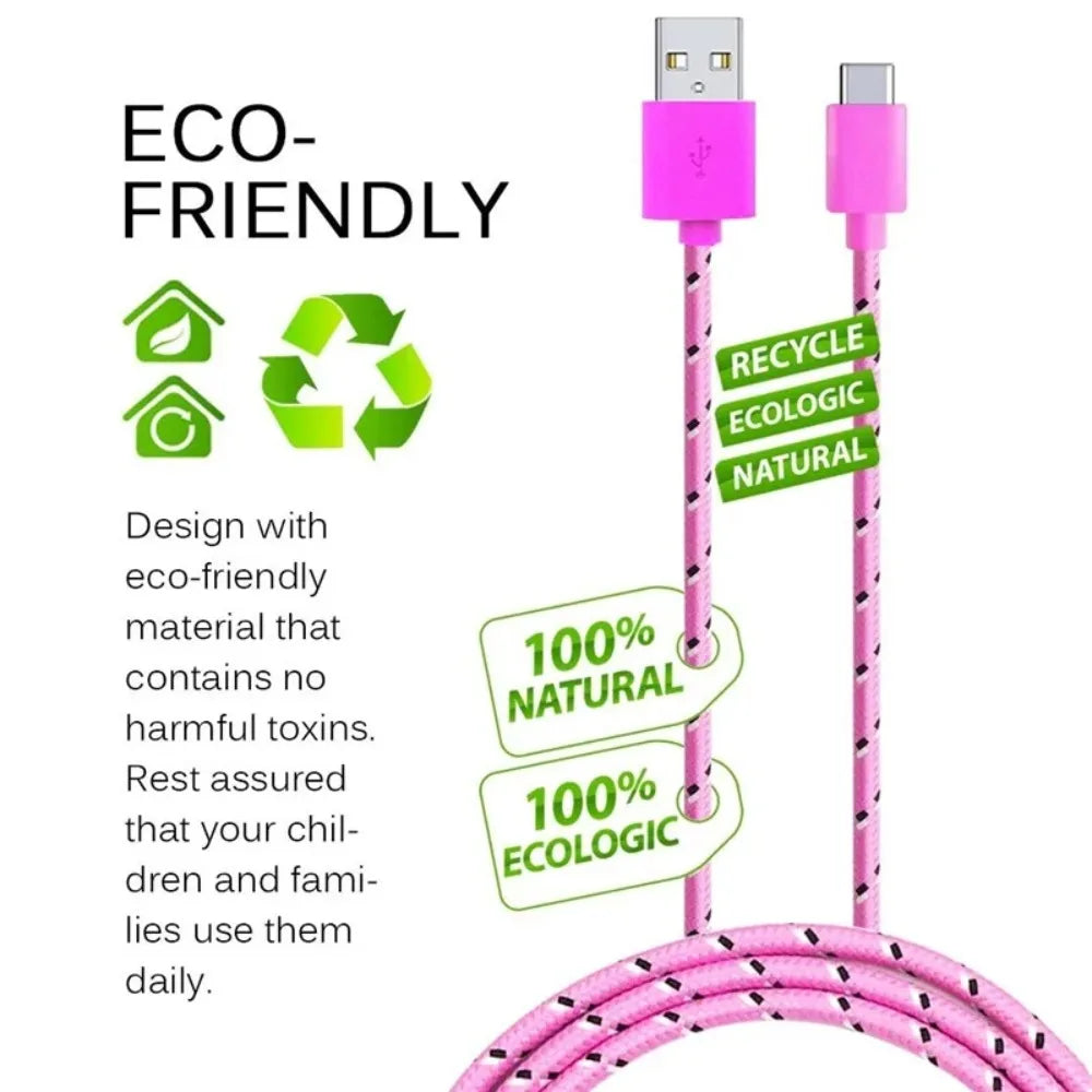 2.4A USB Type C Cable Fast Charging Nylon Braided Data Cable For Xiaomi 13 Huawei P60 Samsung S23 iPad USB C Phone Charger Wires