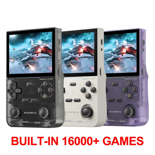 GAMINJA K36 3.5Inch IPS Screen Handheld Game Console 64GB Memory Classic Games Portable Handheld Open Source Game Console