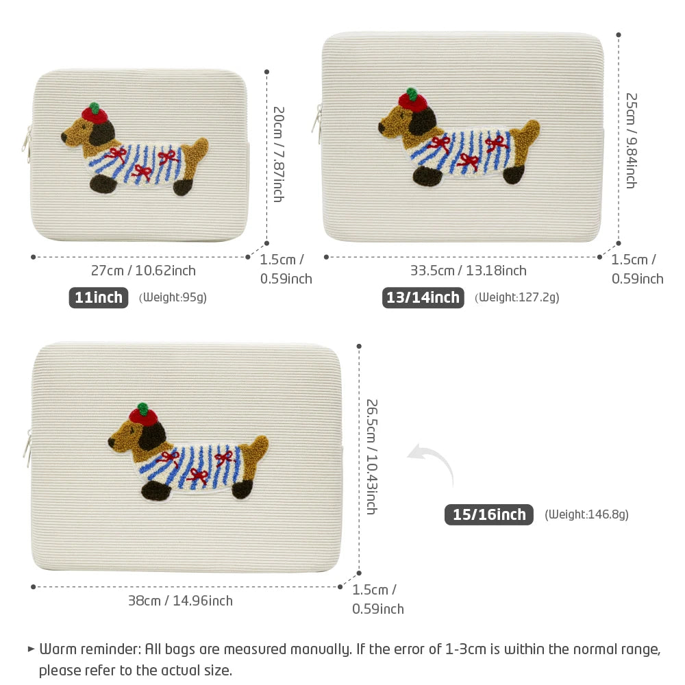 Cute Dogs Laptop Sleeve Bag 13-14 15-16 Inch Dachshund Pet Protective Computer Cases Laptop Cover 9.7-11 in Tablet Travel Cover