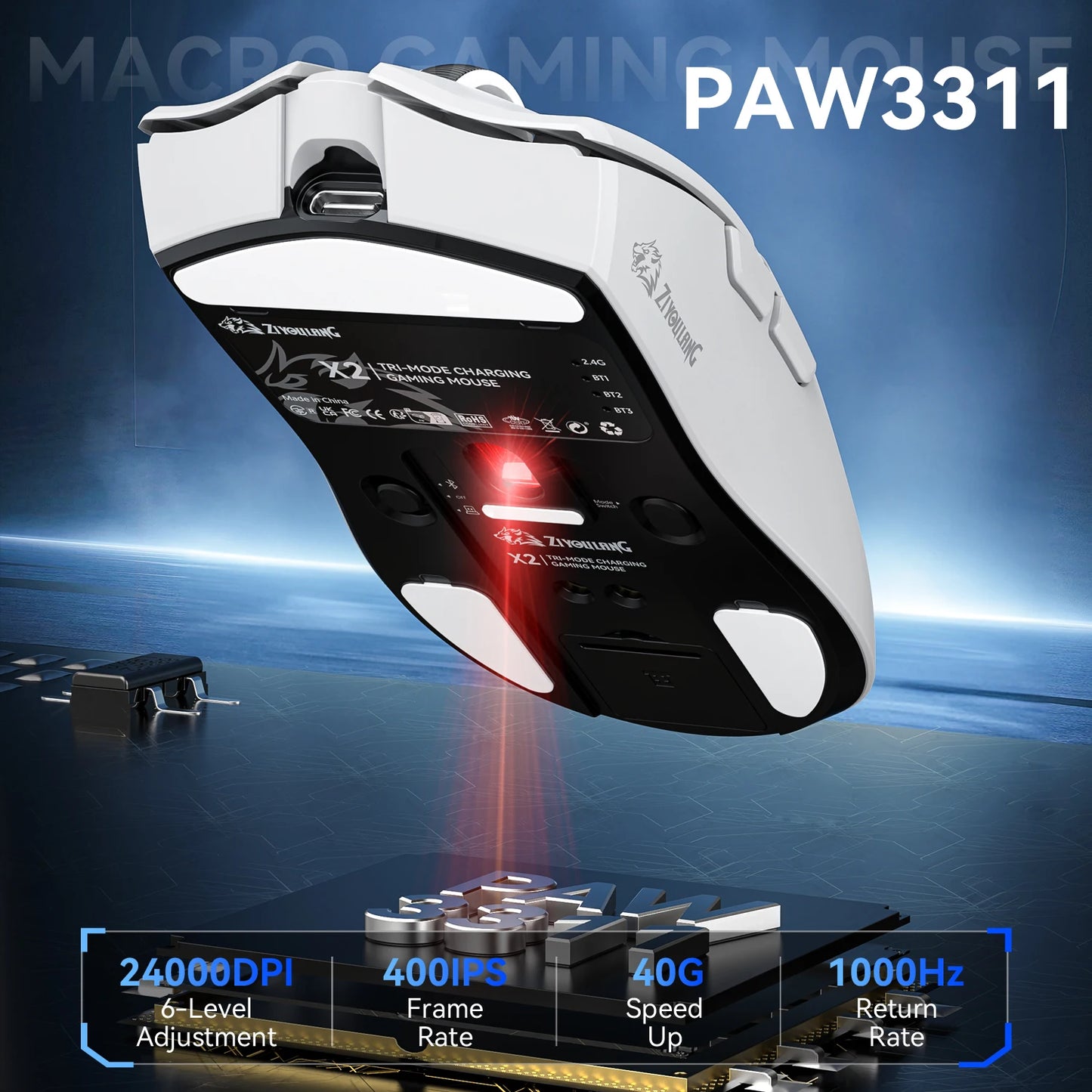 X2 Gaming Mouse Wireless PAW3311 1K Hz ATTACK SHARK X11 Same Model Magnetic RGB Lightweight Macro Mouse Tri-mode Connectione