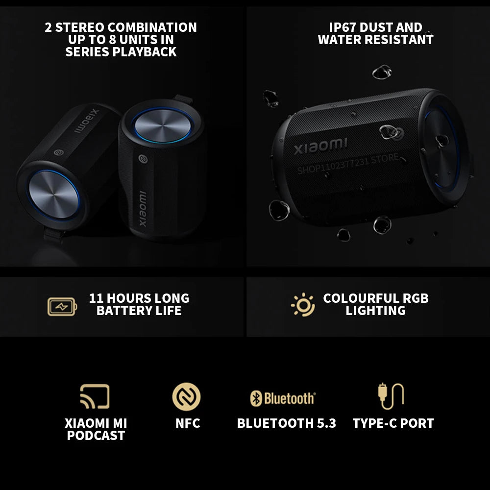 Xiaomi Bluetooth Speaker Mini ASM01A Bluetooth 5.3 RGB  Light IP67 360°Omnidirectional Stereo Outdoor Portable Sound Mi Home APP