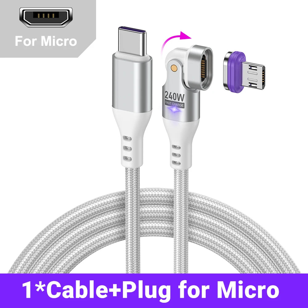AUFU 16pin 180 Rotate Magnetic Cable 240W Fast Charging Micro USB Type C Cable For iPhone Xiaomi Samsung Magnet USB Phone Cable