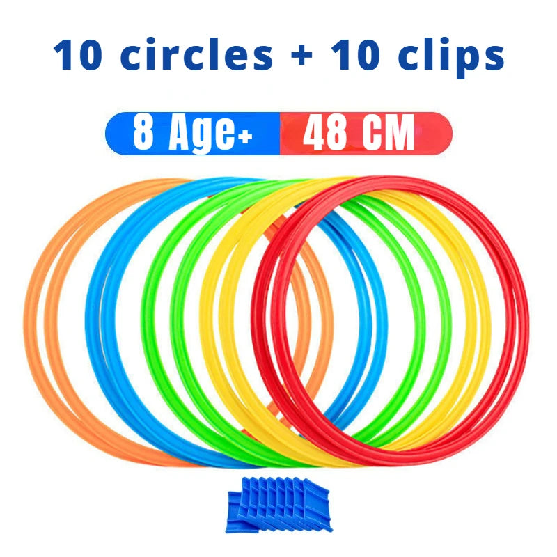 Outdoor Kids Jump Ring Game Set - 10 Hoops & 10 Connectors for Boys Girls, Fun Physical Training Sport Toys for Park Play