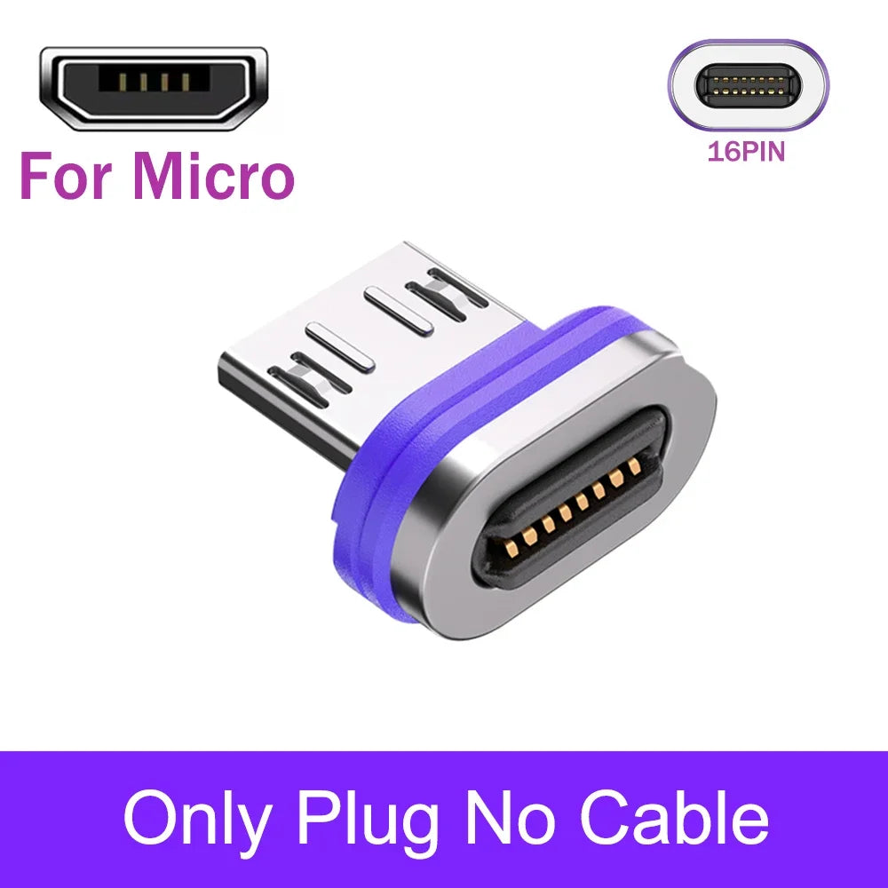 AUFU 16pin 180 Rotate Magnetic Cable 240W Fast Charging Micro USB Type C Cable For iPhone Xiaomi Samsung Magnet USB Phone Cable
