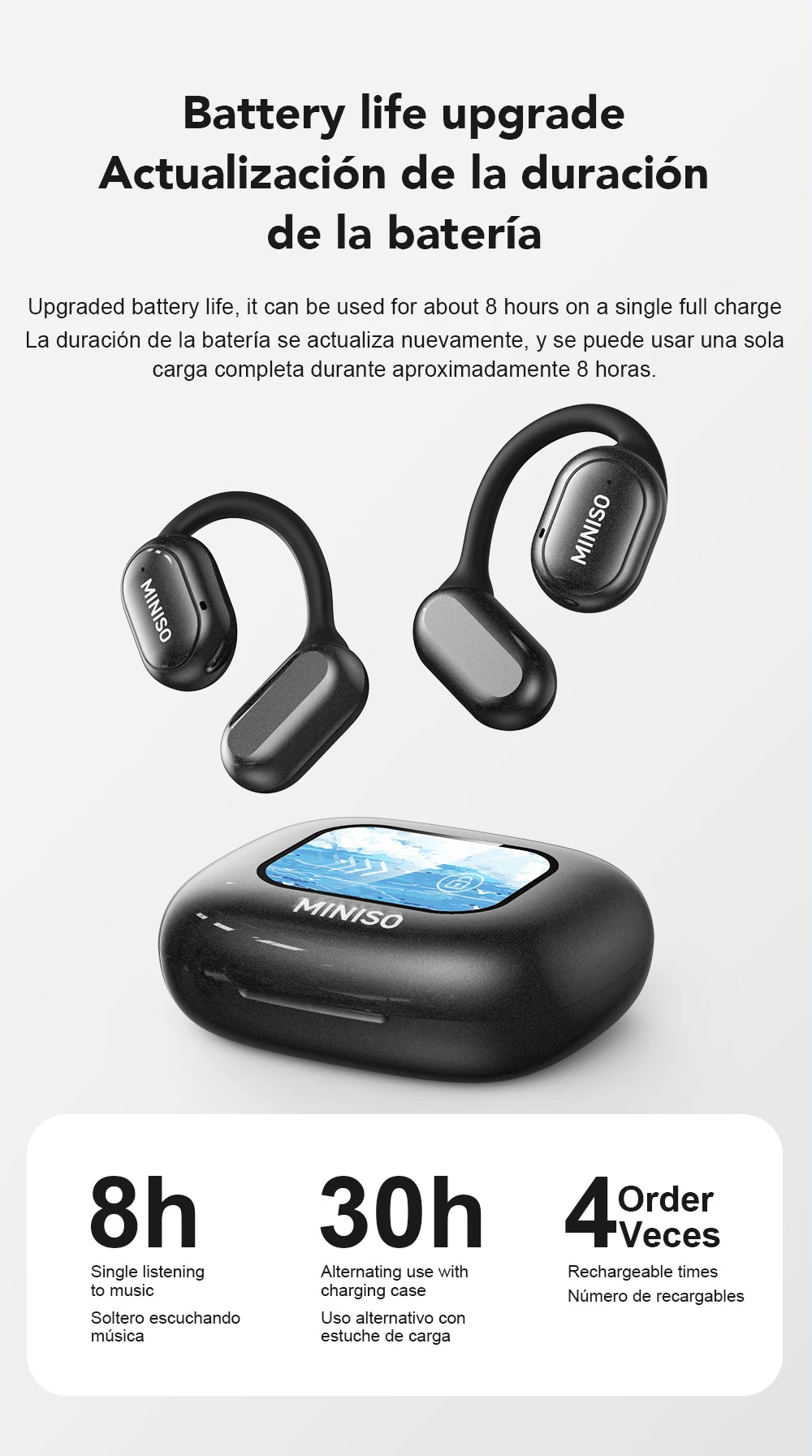 MINISO X30 Wireless Headphones Bluetooth Translation Earbuds Chat Headset Office Travel,real-time Translate Equalizer APP