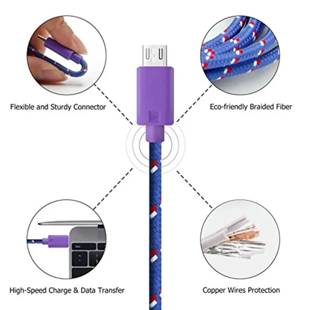2.4A USB Type C Cable Fast Charging Nylon Braided Data Cable For Xiaomi 13 Huawei P60 Samsung S23 iPad USB C Phone Charger Wires