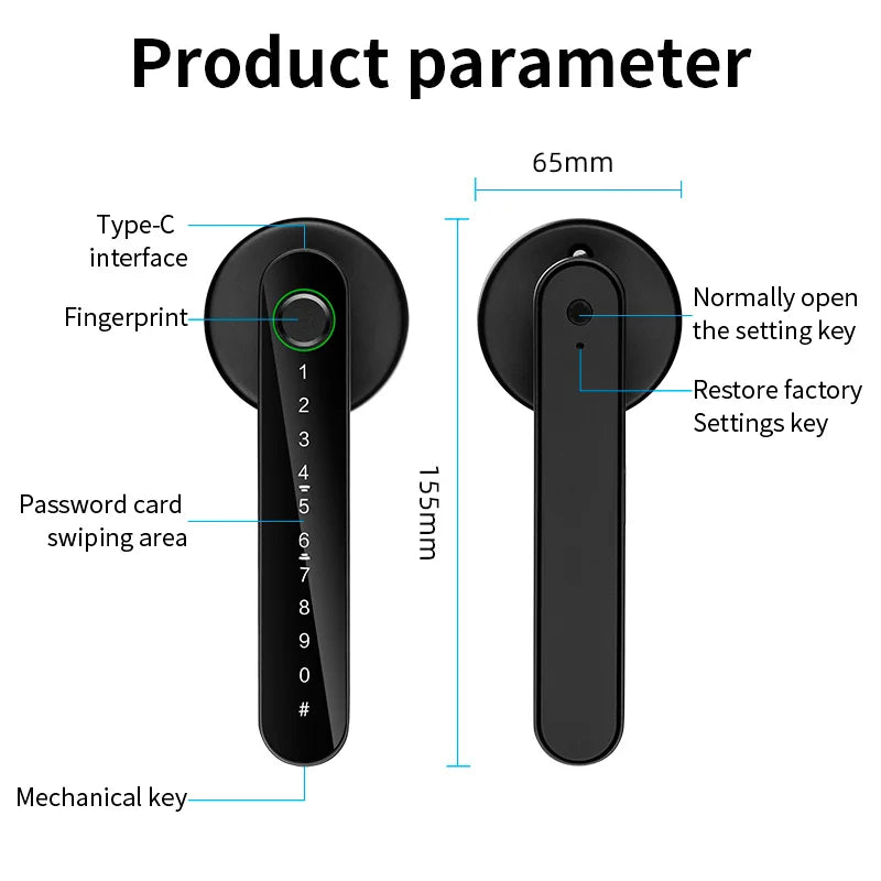 KERUI Fingerprint Door Lock  Tuya Smart /Smart Life Electronic Door Lock with Fingerprint/Password/Key/Tuya APP/Card Unlock