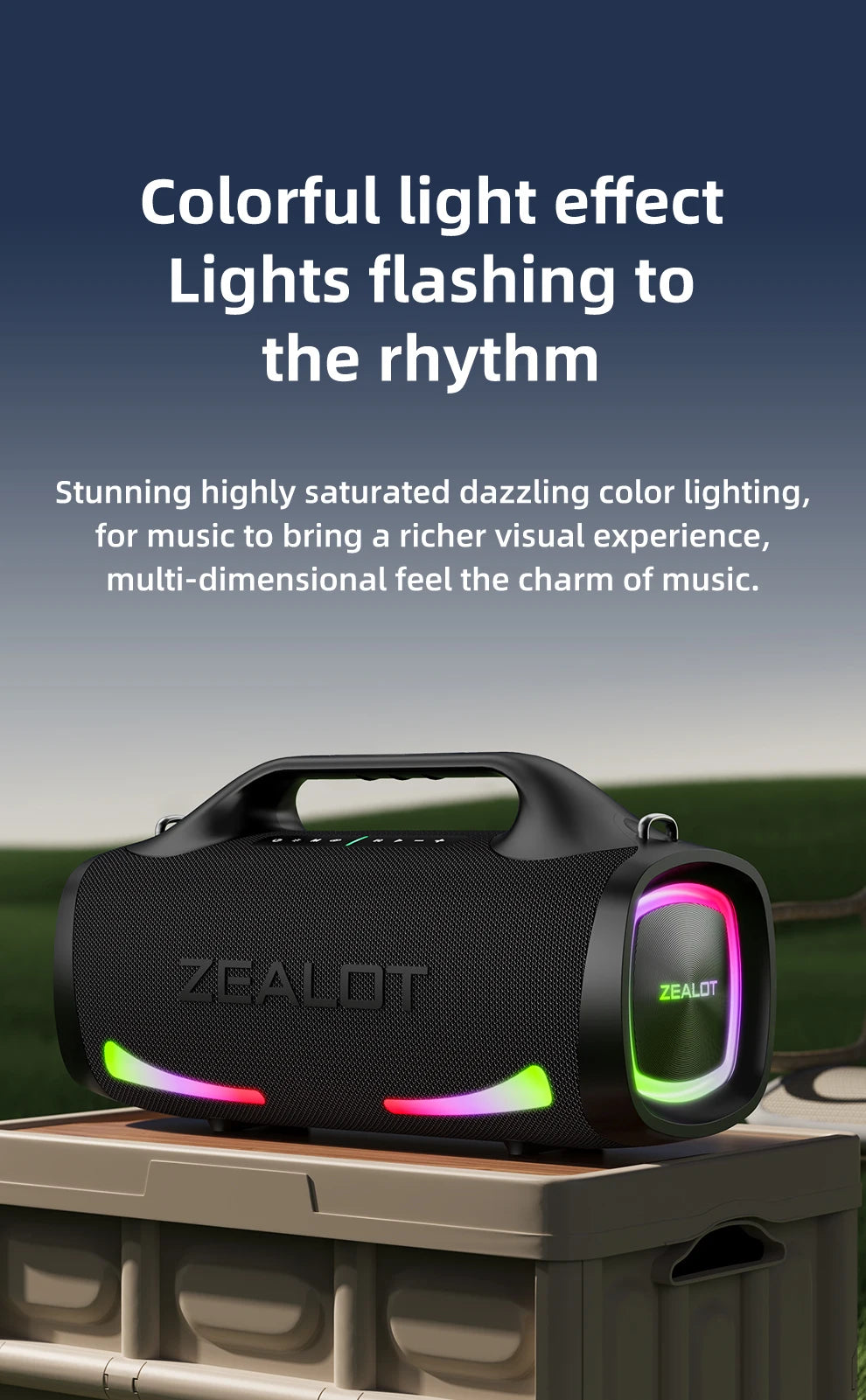 ZEALOT-S79 Speaker Party Portable Speaker with Bluetooth 5.2, Portable Handle, 24-Hour Playtime, for Party, Camping