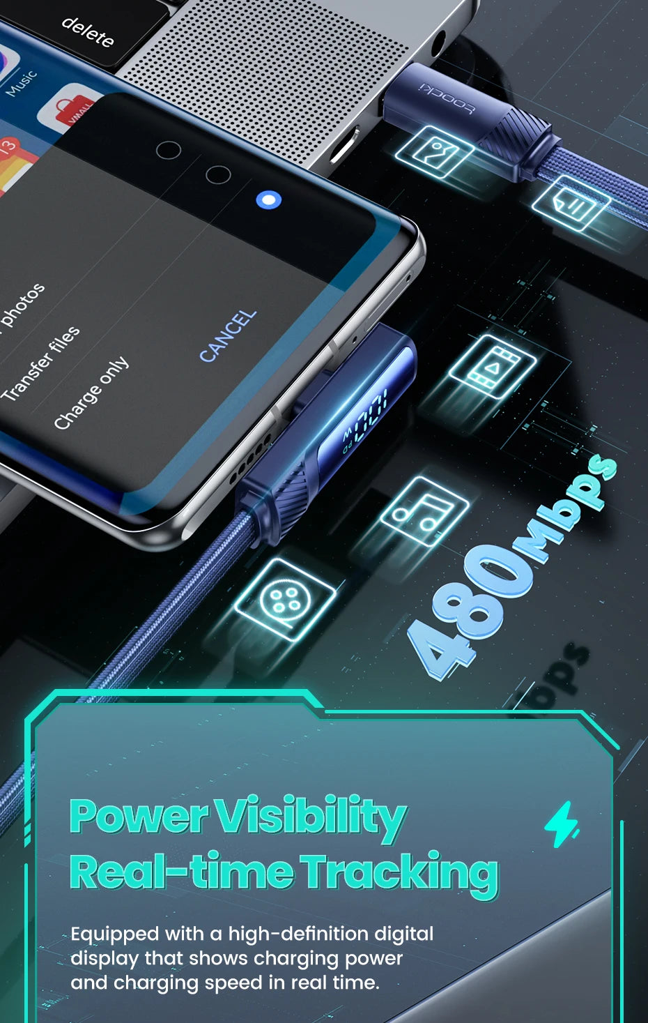 Toocki PD 100W 90 Degree USB Type C Cable to USB C Fast Cahrging for Macbook Xiaomi Huawei OPPO Samsung Huawei Display Cable