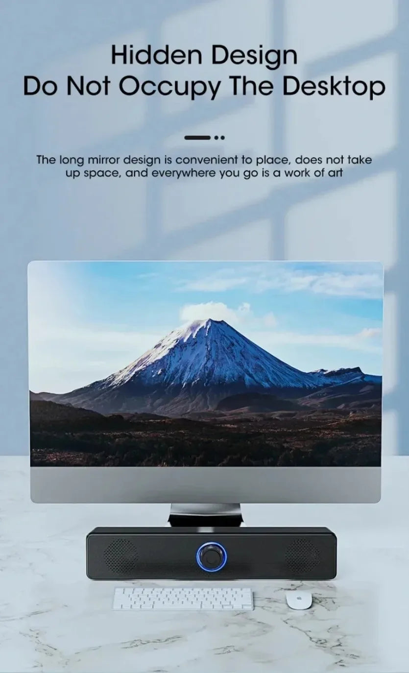 XIKCU Wireless Bluetooth and PC Soundbar Wired Speaker USB Powered Soundbar for TV Pc Laptop Home Theater Surround Audio System