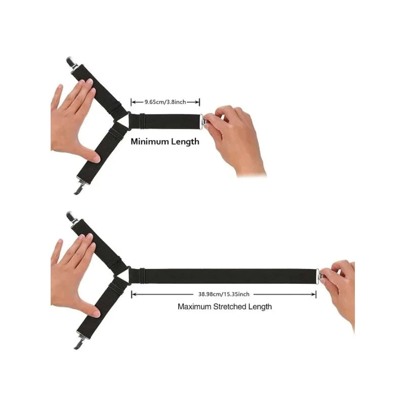 Triangle Bed Sheet Clips Adjustable Fitted Sheet Suspenders & Mattress Grippers for Secure Hold