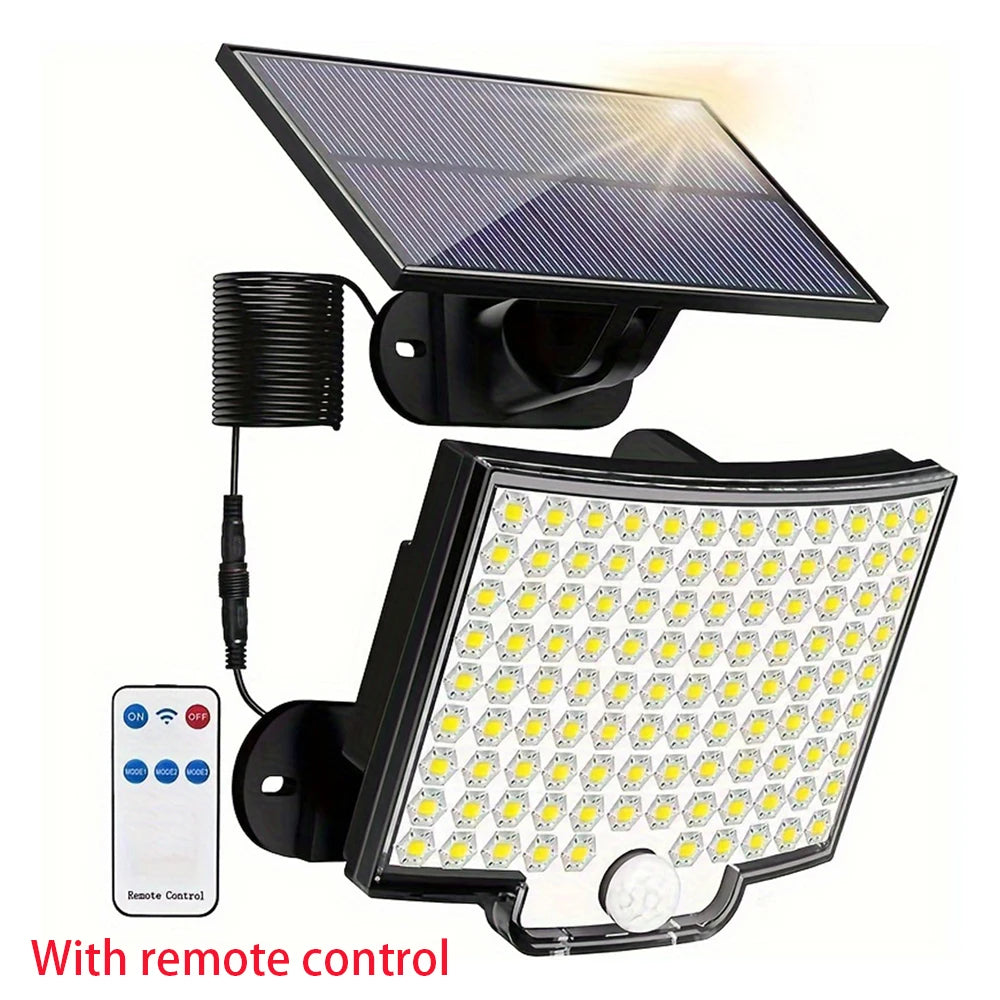 Solar Light Outdoor Waterproof 106 LEDS with Motion Sensor Floodlight Remote Control 3 Modes for Patio Garage Garden Decoration