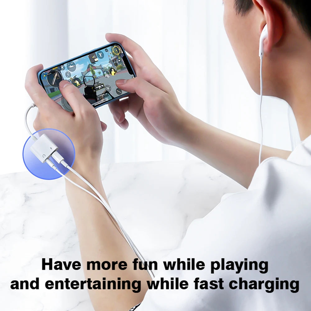 Byscoon 2 IN 1 earphones Jack Charger Adapter AUX Cable For iPhone 14 13 12 11 Pro XS Max XR lightning to 3.5MM/Type C