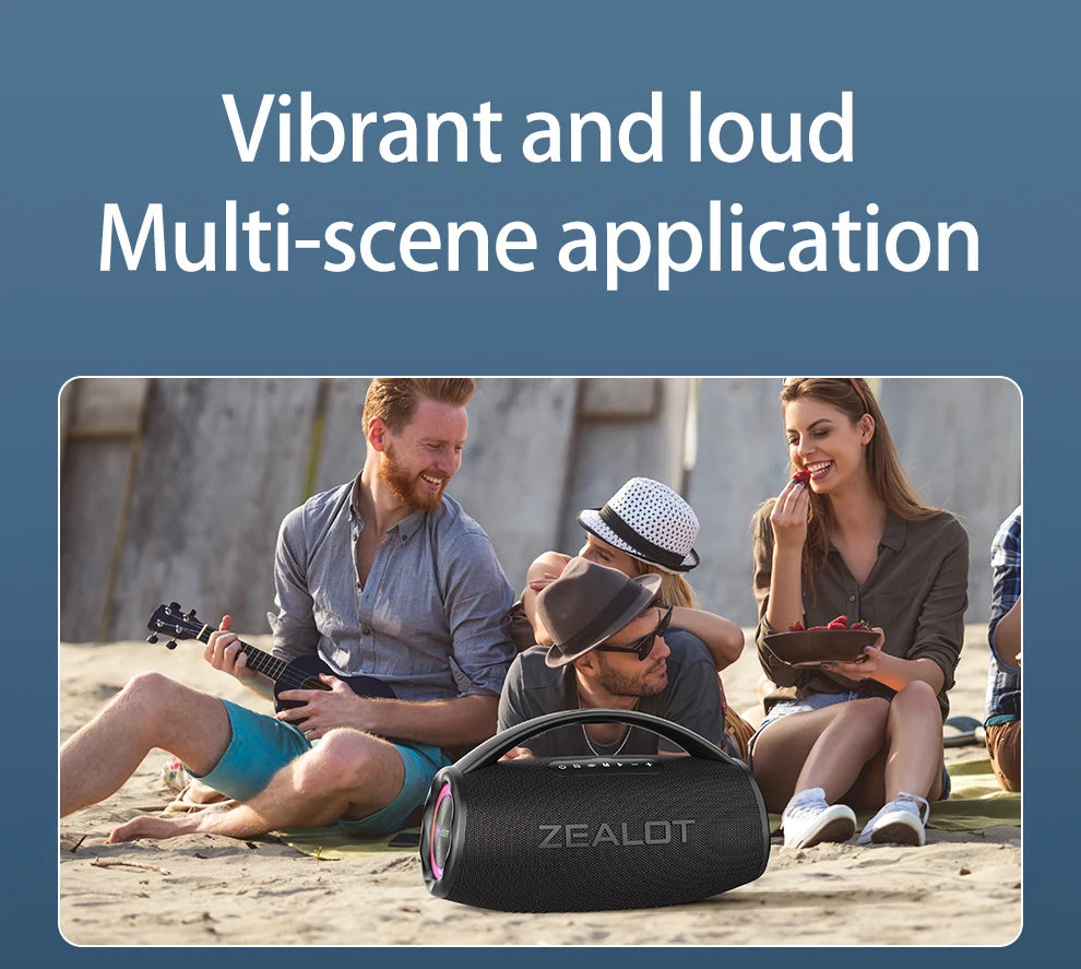 ZEALOT S97 80W Wireless speaker, Outdoor Portable Subwoofer Speaker, Hifi Sound quality,Dual Pairing, Fast Charging,16000mAh.