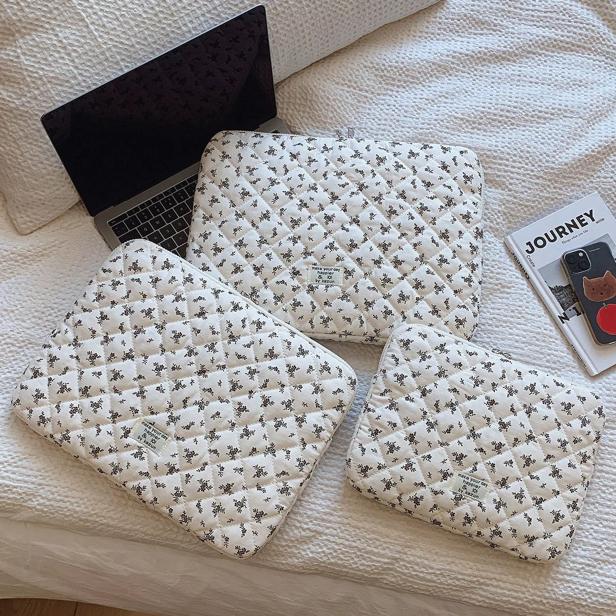 1 Pc Chic Flower Print Quilted  Laptop Bag 11 Inch/14 Inch/15 Inch Computer Bag Protection Case Laptop Sleeve Computer Case Bag