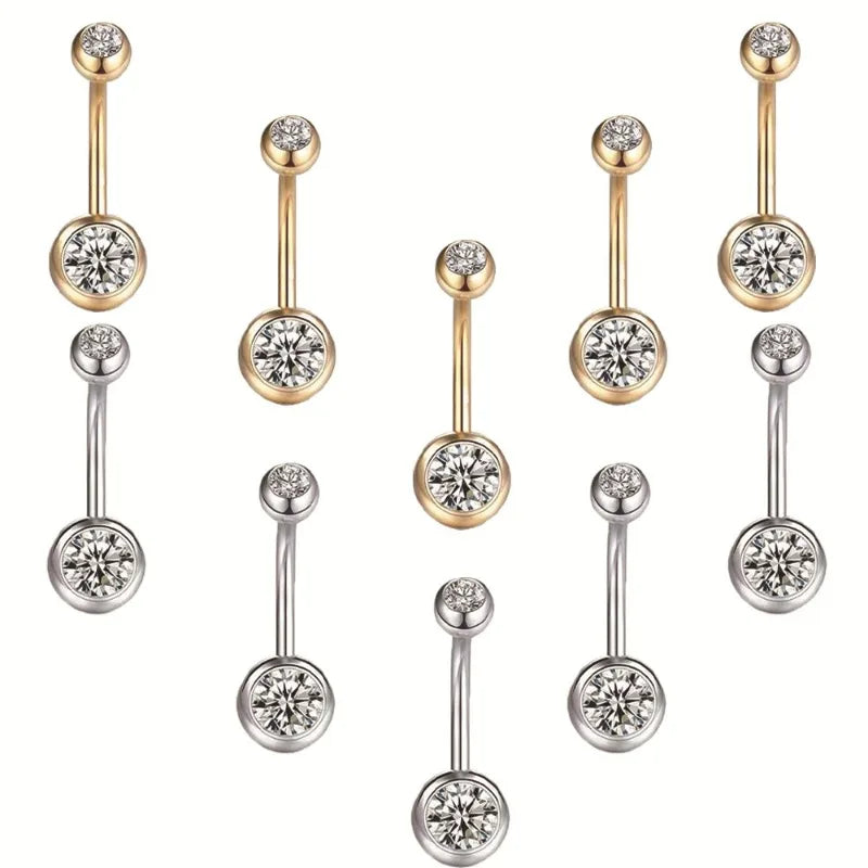 1Pc Belly Button Ring 316L Stainless Steel Belly Ring Piercing, 8/10/12mm Belly Button Stud for Women