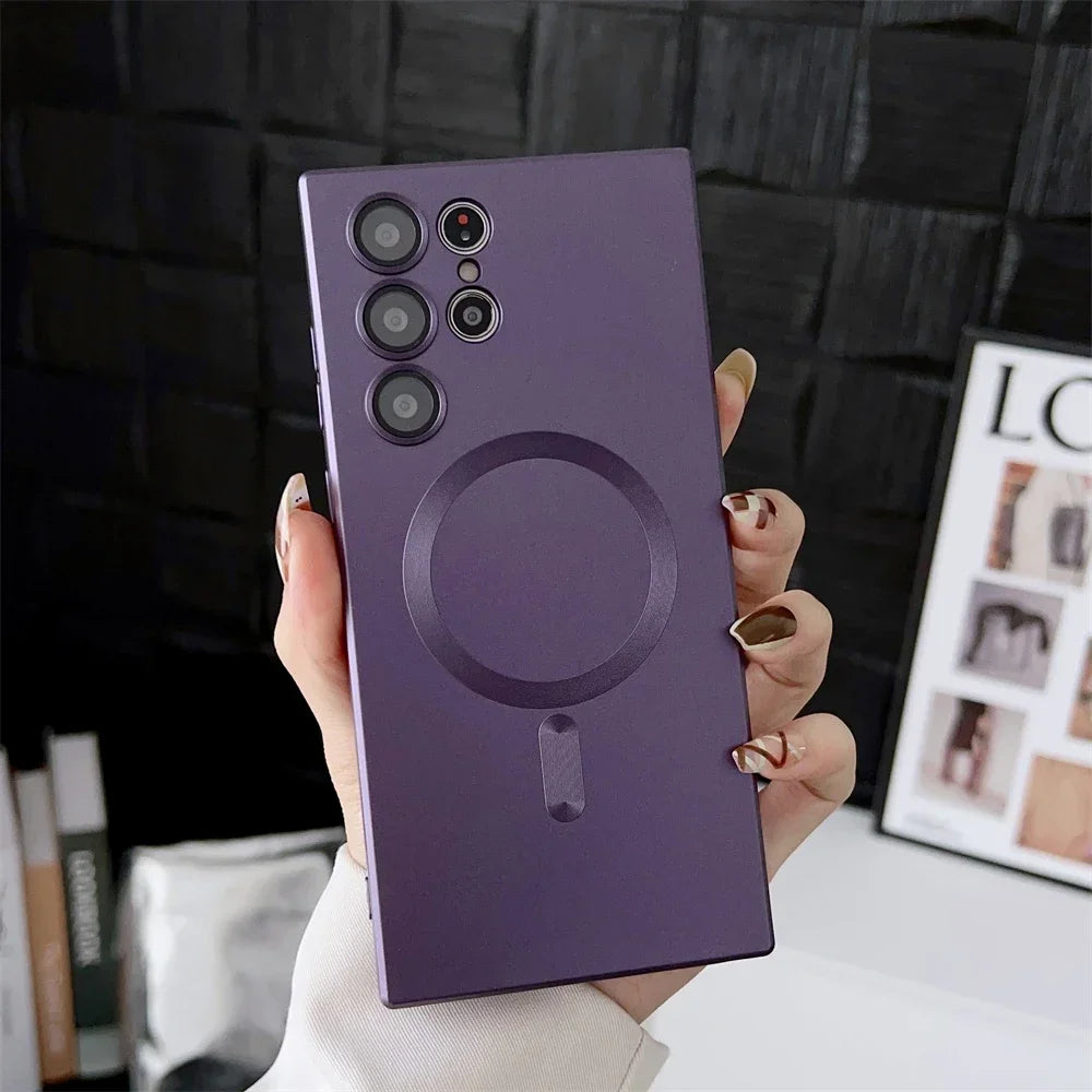 Luxury Matte Magnetic Case for Samsung S25 S24 S23 S22 Ultra S21 S20 Plus Capa for Samsung Note 20 Ultra Magsafe Phone Cover