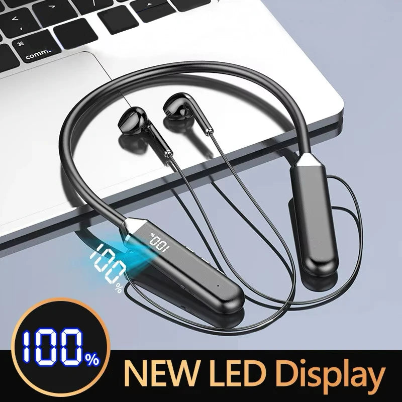 New Sport Neckband Earphone Wireless Headphone audífonos bluetooth inalámbrico Gaming LED Display ear buds for xiaomi huawei