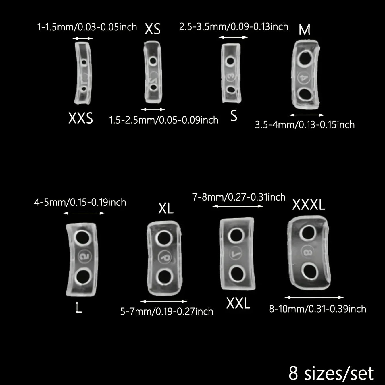 8pcs Plastic Ring Size Adjuster Set - Transparent Ring Adjustment Pad for Fixing Loose Rings - Essential Wedding Ring Reducer