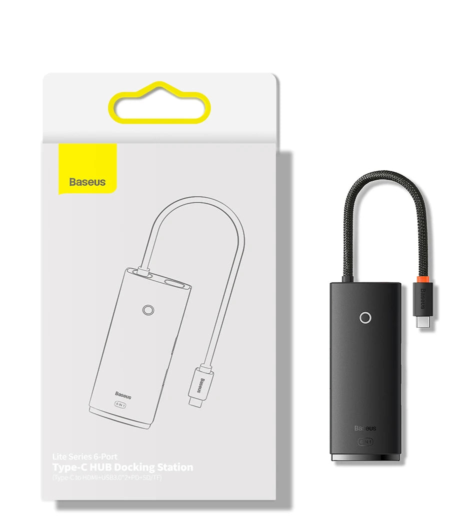 Baseus USB Type C HUB to HDMI-compatible USB 3.0 Adapter 6 in 1 Type C HUB Dock for MacBook Pro Air USB C Splitter