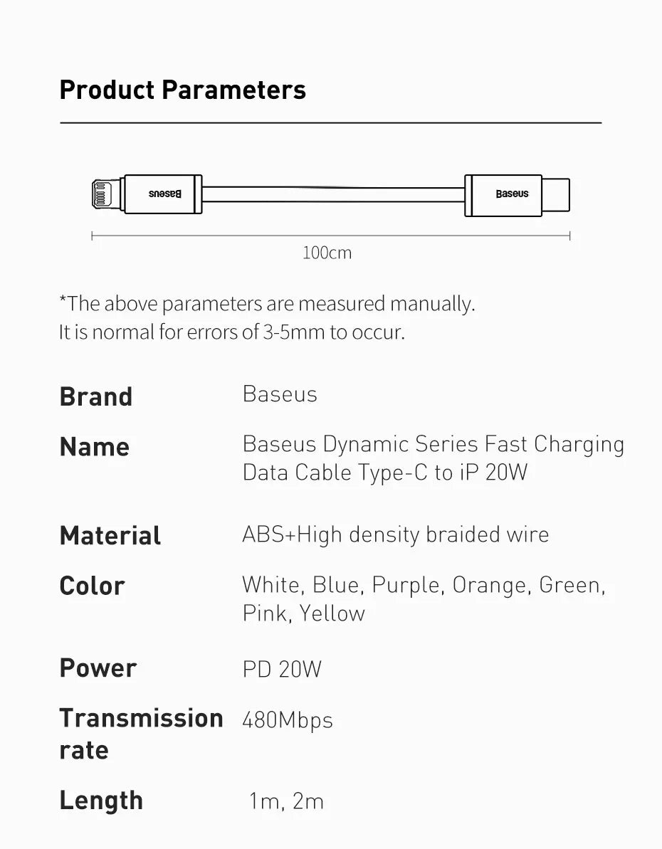 Baseus USB C Cable For IPhone 14 13 12 11 Pro Max XS 20W Fast Charging Cable Type C To Lighting Date Wire For iPad Macbook