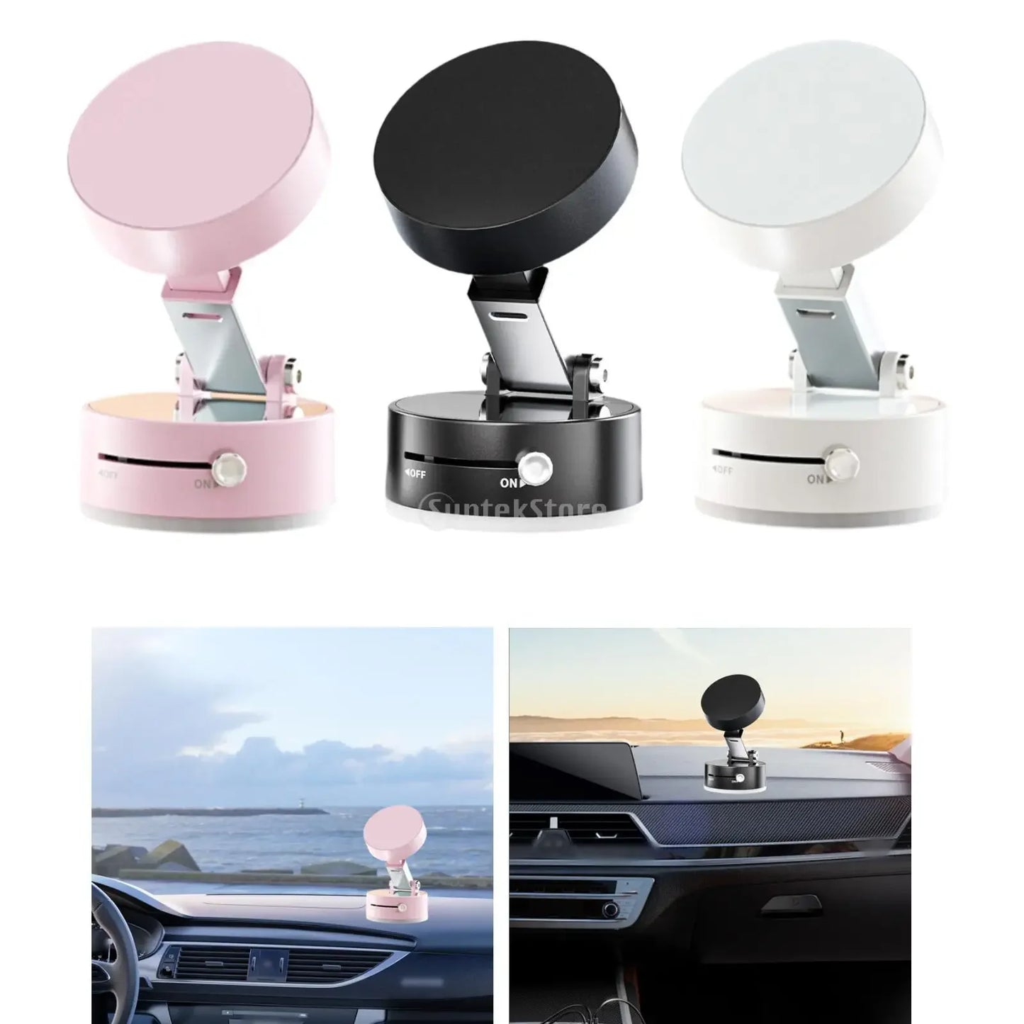 Generic Car Phone Holder Strong Vacuum Suction Simple Installation Phone Stand Phone Mount Adjustable Angle Professional