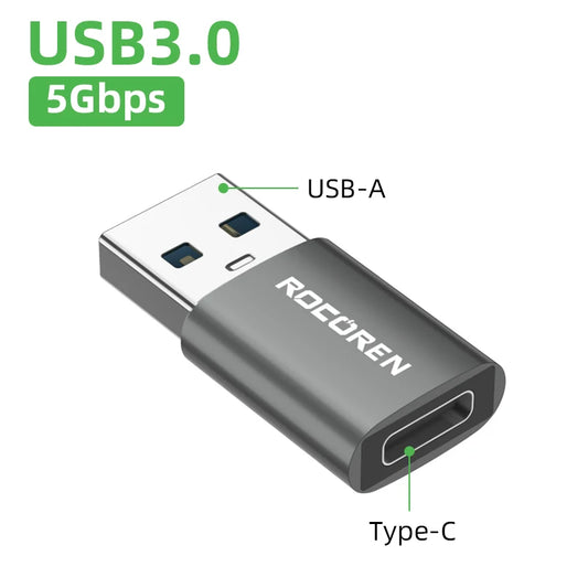 Rocoren USB Type C OTG Adapter USB C Male to USB 3.0 Female Cable Converters For Macbook Samsung S22 S20 Xiaomi 5Gbps Type-c OTG