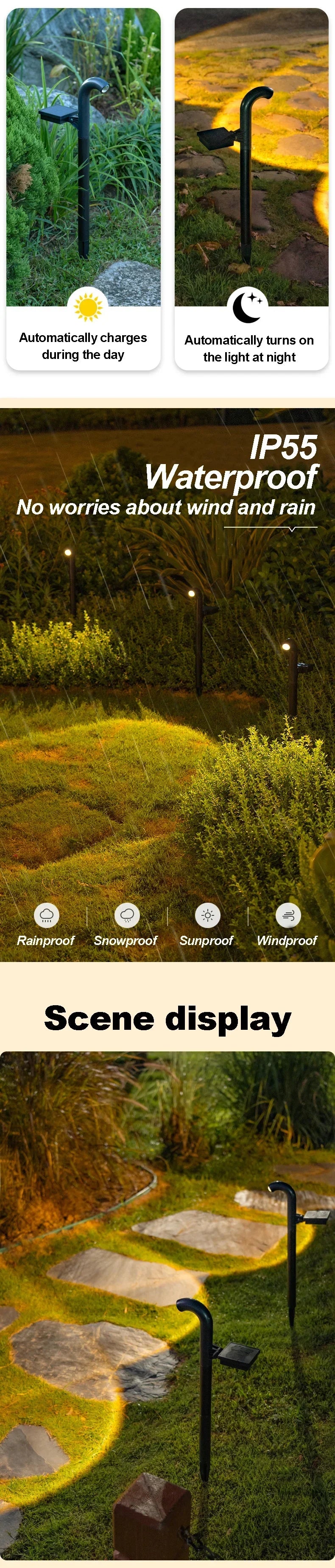 1-4 Pcs Solar LED Light Super Bright Spotlight Outdoor Lighting IP55 Waterproof Lawn Lamps Path Light for Garden Walkway Decor