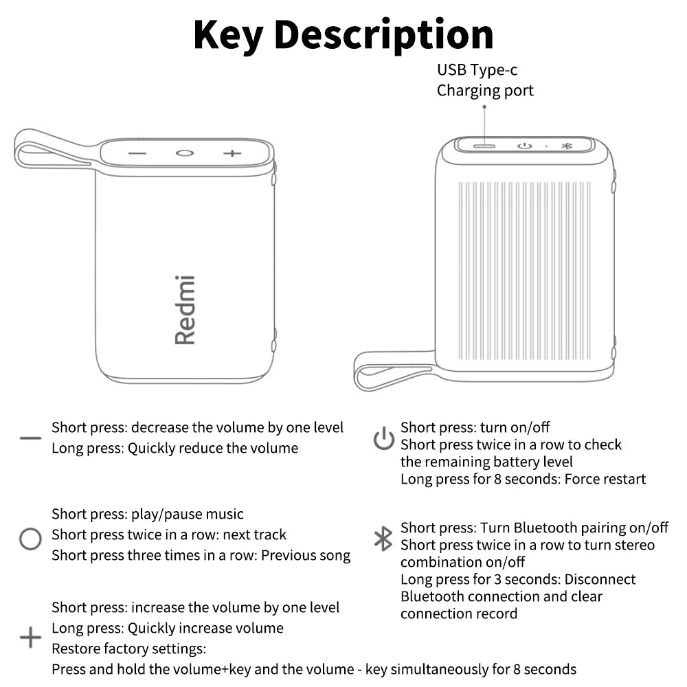 Xiaomi Redmi Portable Bluetooth Speaker Outdoor IP67 Stereo Powerful Sound  Box BT5.3 RGB Dual Pairing TWS Connectivity Colorful
