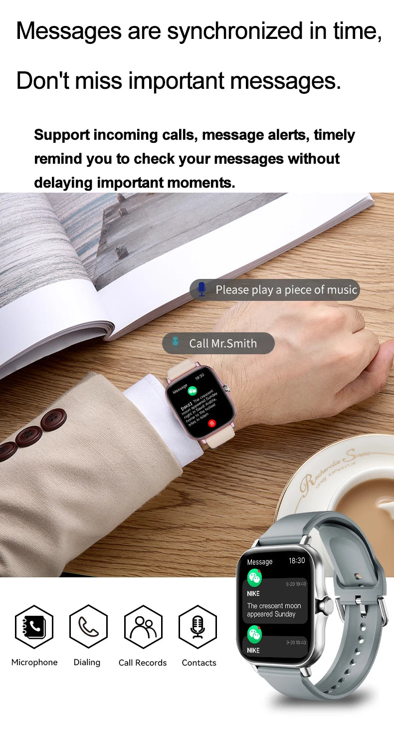 LAXASFIT 2025 New Smart Watch Bluetooth Talk Full Touch Screen Heart Rate Monitor Sports Fitness Smart Watch Men Women Gift