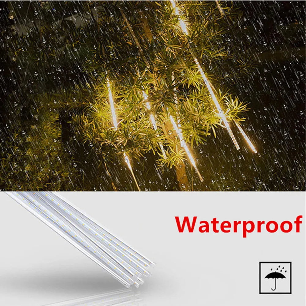 1pc 30CM LED Meteor Shower Rain Lights Waterproof Falling Raindrop Fairy String Light for Christmas Holiday Party Patio Decor